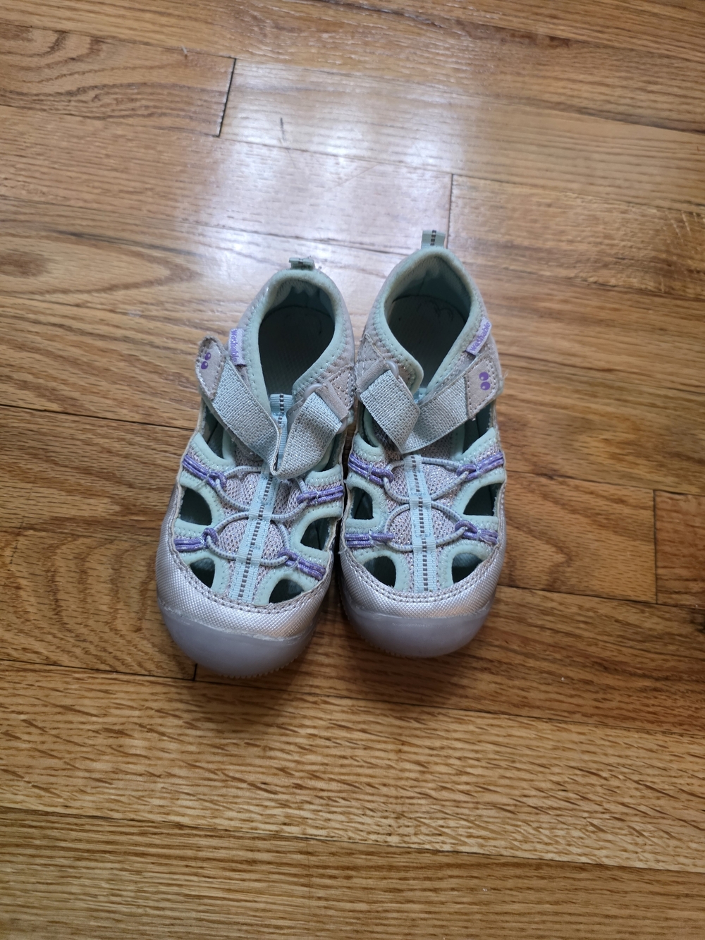 Kids Light Up Mint and Lavender Closed-Toe Sneaker Sandals